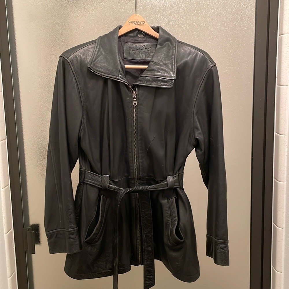 M Black 100% Leather Jacket